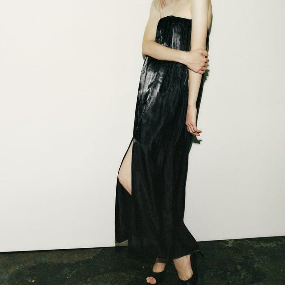 NWT ZARA STRAPLESS DRESS BLACK Sz M $169
